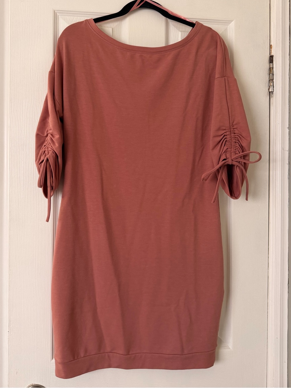 le chateau Dusty Rose Ruched-Sleeve Boat Neck Dress